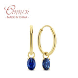Colorful Oval Zircon Huggie Earrings 925 Sterling Silver Hoop Earring
