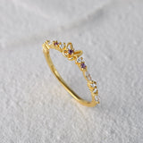 Colorful Zircon 925 Silver Star Butterfly Flower Ring for Women