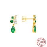 Crystal Stud Earring 925 Sterling Silver Water Drop Zircon Jewelry