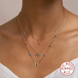 Emerald Zircon Heart Star Pendant Necklace 925 Sterling Silver Chain