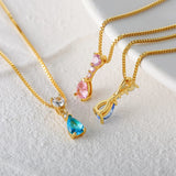 Green Zircon Heart Pendant Necklace 925 Sterling Silver Box Chain