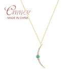 925 Silver Turquoise Zircon Pendant Necklace for Women