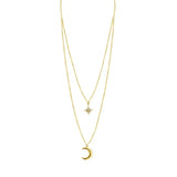 Sterling Silver Octagonal Star Moon Necklace