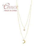 Sterling Silver Octagonal Star Moon Necklace