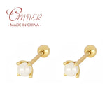 925 Silver Pearl Earrings Piercing Studs for Women