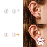 925 Silver Pearl Earrings Piercing Studs for Women