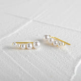 925 Silver Single Row Pearl Stud Earrings Gift