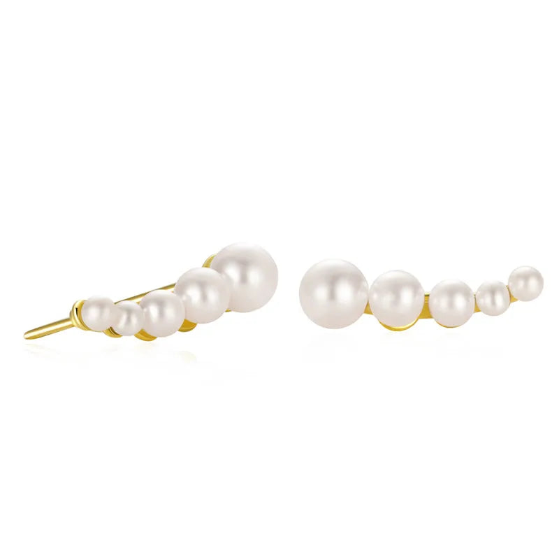 925 Silver Single Row Pearl Stud Earrings Gift
