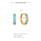925 Silver Rectangle Turquoise U-Shaped Hoop Earrings for Women