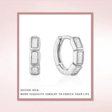 925 Silver Rectangle Turquoise U-Shaped Hoop Earrings for Women