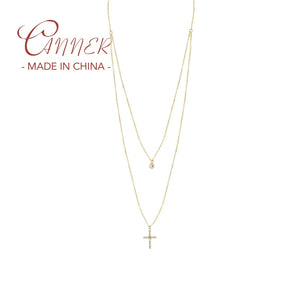 925 Silver Cross Pendant Necklace with Zircon