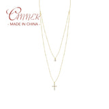 925 Silver Cross Pendant Necklace with Zircon