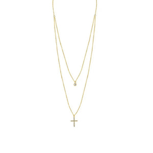925 Silver Cross Pendant Necklace with Zircon