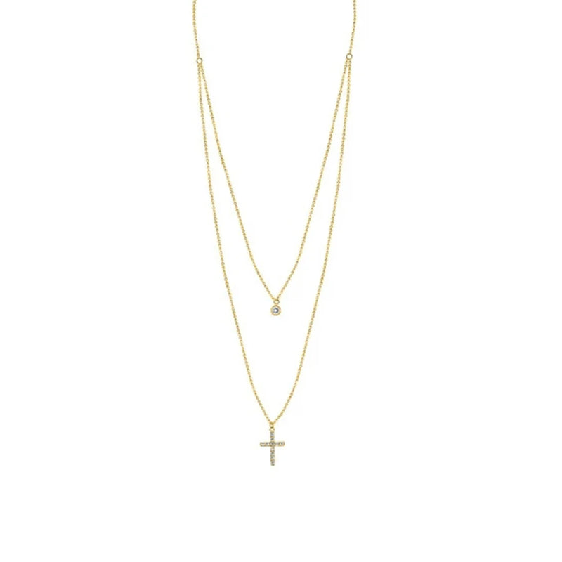 925 Silver Cross Pendant Necklace with Zircon