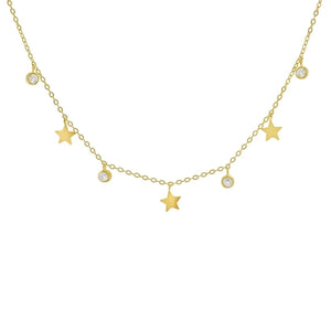 Zircon Crystal Charm Choker Necklace 925 Sterling Silver for Women