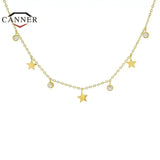 Zircon Crystal Charm Choker Necklace 925 Sterling Silver for Women