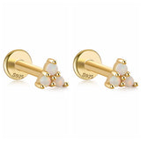 925 Silver Opal Cartilage Stud Earrings 2pcs