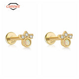 925 Silver Opal Cartilage Stud Earrings 2pcs