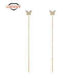 925 Sterling Silver Butterfly Chain Piercing Stud Earrings for Women