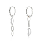 925 Silver Circle Huggie Pearl Pendant Drop Earrings