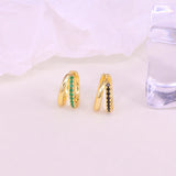 925 Silver CZ Round Hoop Earrings Colorful Women Jewelry