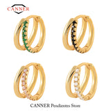 925 Silver CZ Round Hoop Earrings Colorful Women Jewelry
