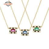 925 Silver Colorful Zircon Enamel Necklace for Women