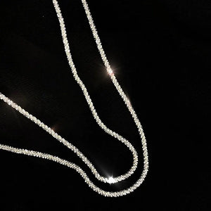 925 Silver Glitter Chain Necklace for Women Jewelry
