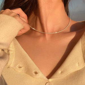 925 Silver Glitter Chain Necklace for Women Jewelry