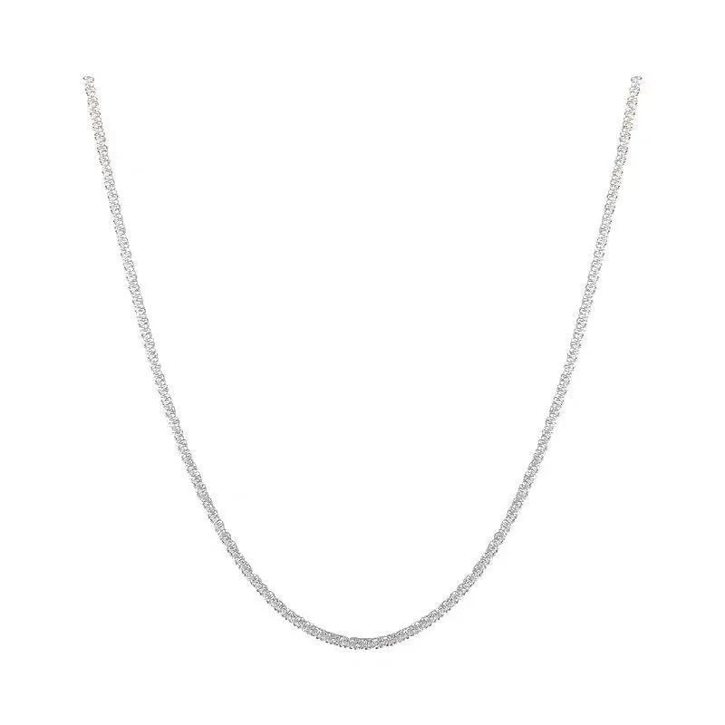 925 Silver Glitter Chain Necklace for Women Jewelry