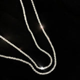 925 Silver Glitter Chain Necklace for Women Jewelry