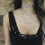 925 Silver Star Moon Necklace Women's Party Jewelry
