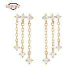 925 Silver Zircon Chain Stud Earrings for Women