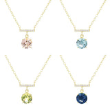 925 Silver Necklace Colorful Zircon Pendant Women Jewelry