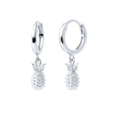 925 Silver Pineapple Pendant Drop Earrings Women Dangle Huggie Jewelry