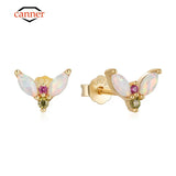 925 Silver V-shaped Opal Ear Studs for Women