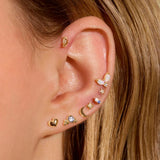 925 Silver V-shaped Opal Ear Studs for Women