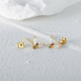 925 Silver V-shaped Opal Ear Studs for Women