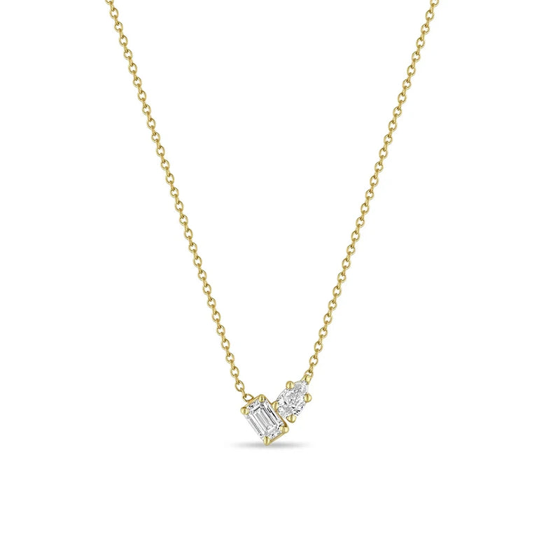 925 Silver Zircon Choker Chain Necklace CZ Pendant Fine Jewelry