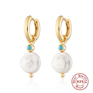 Baroque Pearls Earrings 925 Sterling Silver Hoops Pendientes Plata Jewelry