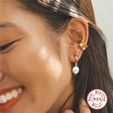 Baroque Pearls Earrings 925 Sterling Silver Hoops Pendientes Plata Jewelry
