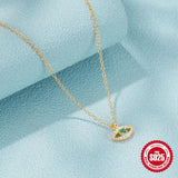 925 Silver Necklace Luck Green Evil Eye Choker Necklace