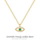 925 Silver Necklace Luck Green Evil Eye Choker Necklace