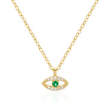 925 Silver Necklace Luck Green Evil Eye Choker Necklace