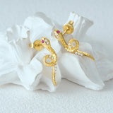 Zircon Snake Stud Earrings Sterling Silver Animal Jewelry