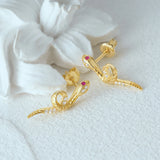 Zircon Snake Stud Earrings Sterling Silver Animal Jewelry