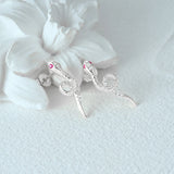 Zircon Snake Stud Earrings Sterling Silver Animal Jewelry