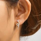 Zircon Snake Stud Earrings Sterling Silver Animal Jewelry