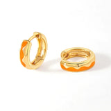 Colorful Wave Enamel 925 Sterling Silver Hoop Earrings for Women