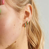 Colorful Wave Enamel 925 Sterling Silver Hoop Earrings for Women